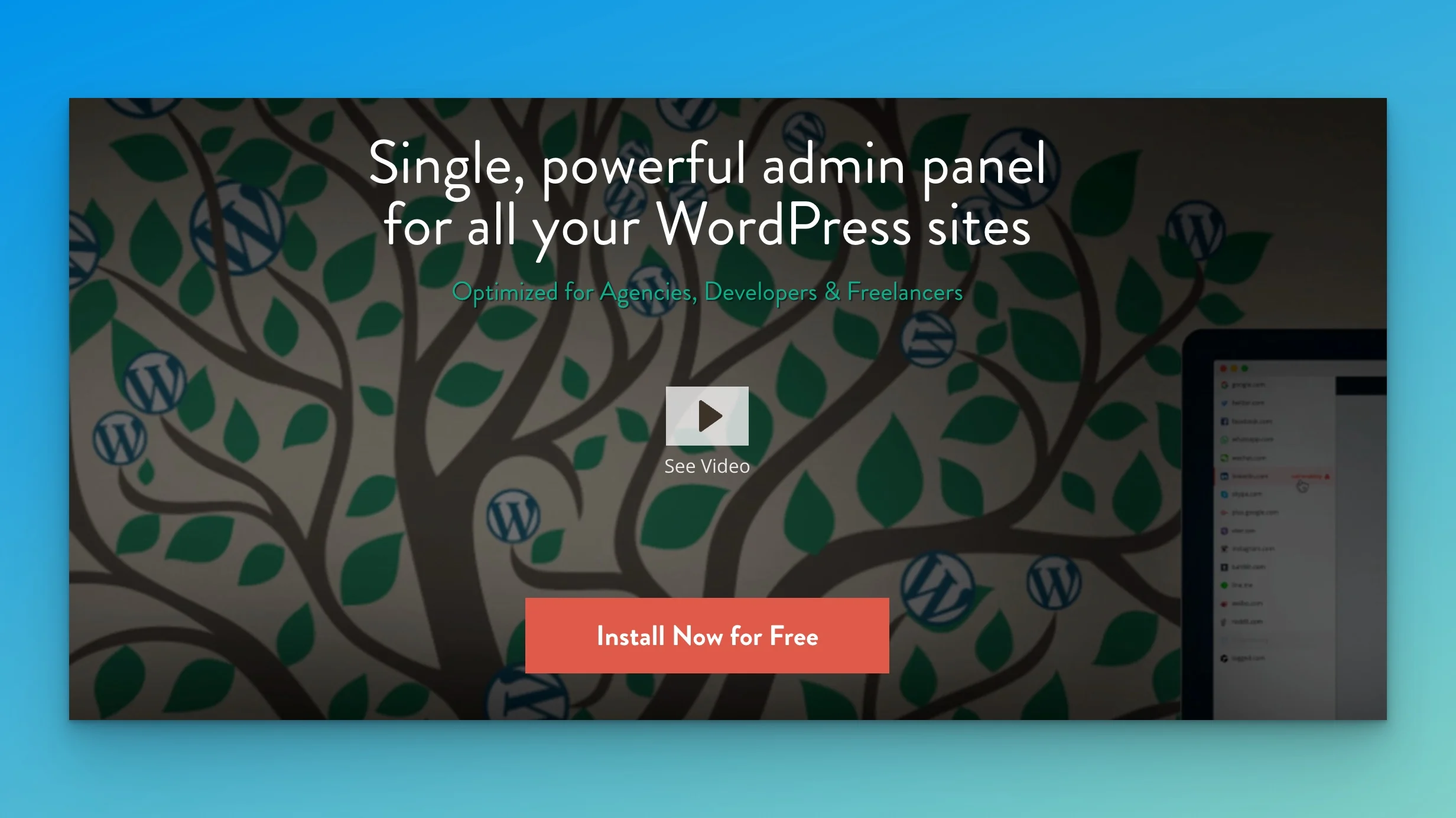 InfiniteWP management screenshot