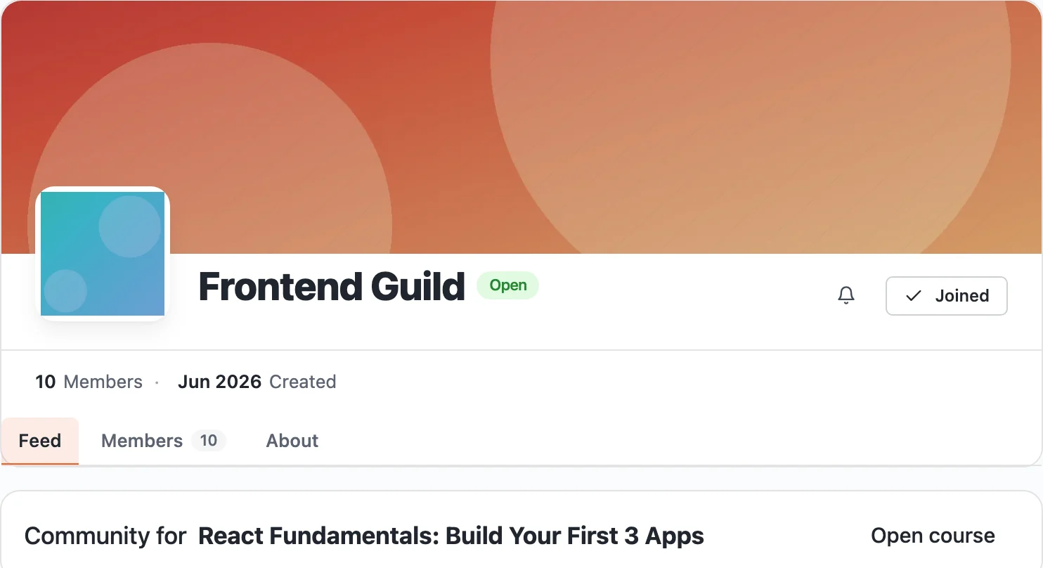 A real BuddyNext Space header showing it paired directly with a live course