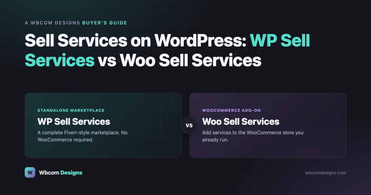 WP Sell Services vs Woo Sell Services comparison graphic