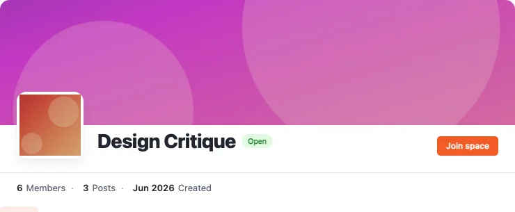 A real BuddyNext Space header for a work-in-progress feedback community