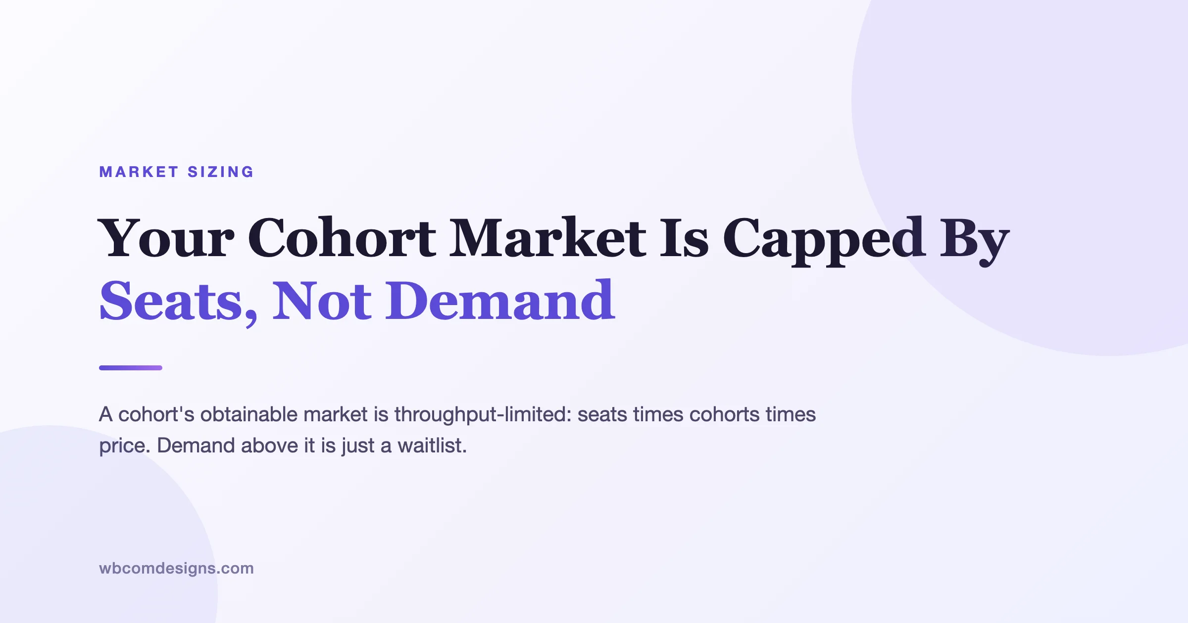 Your Cohort Market Is Capped By Seats, Not Demand