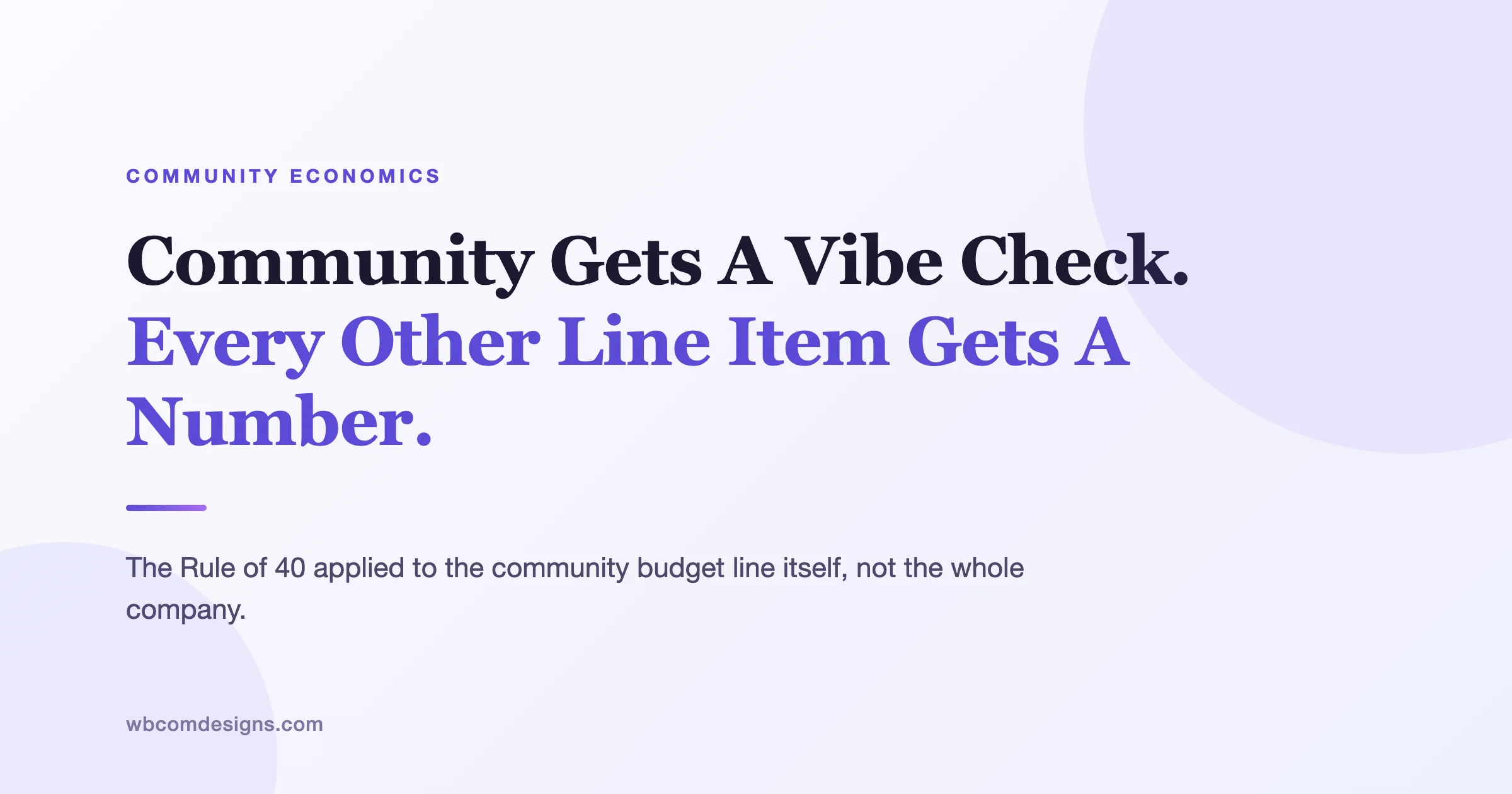 The Rule of 40 For Your Community Budget Line