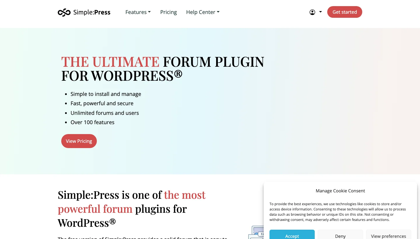 SimplePress WordPress forum plugin homepage