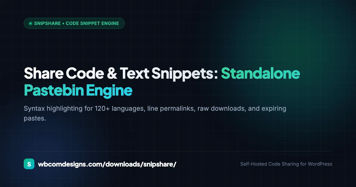 SnipShare Standalone Pastebin Syntax Highlighting