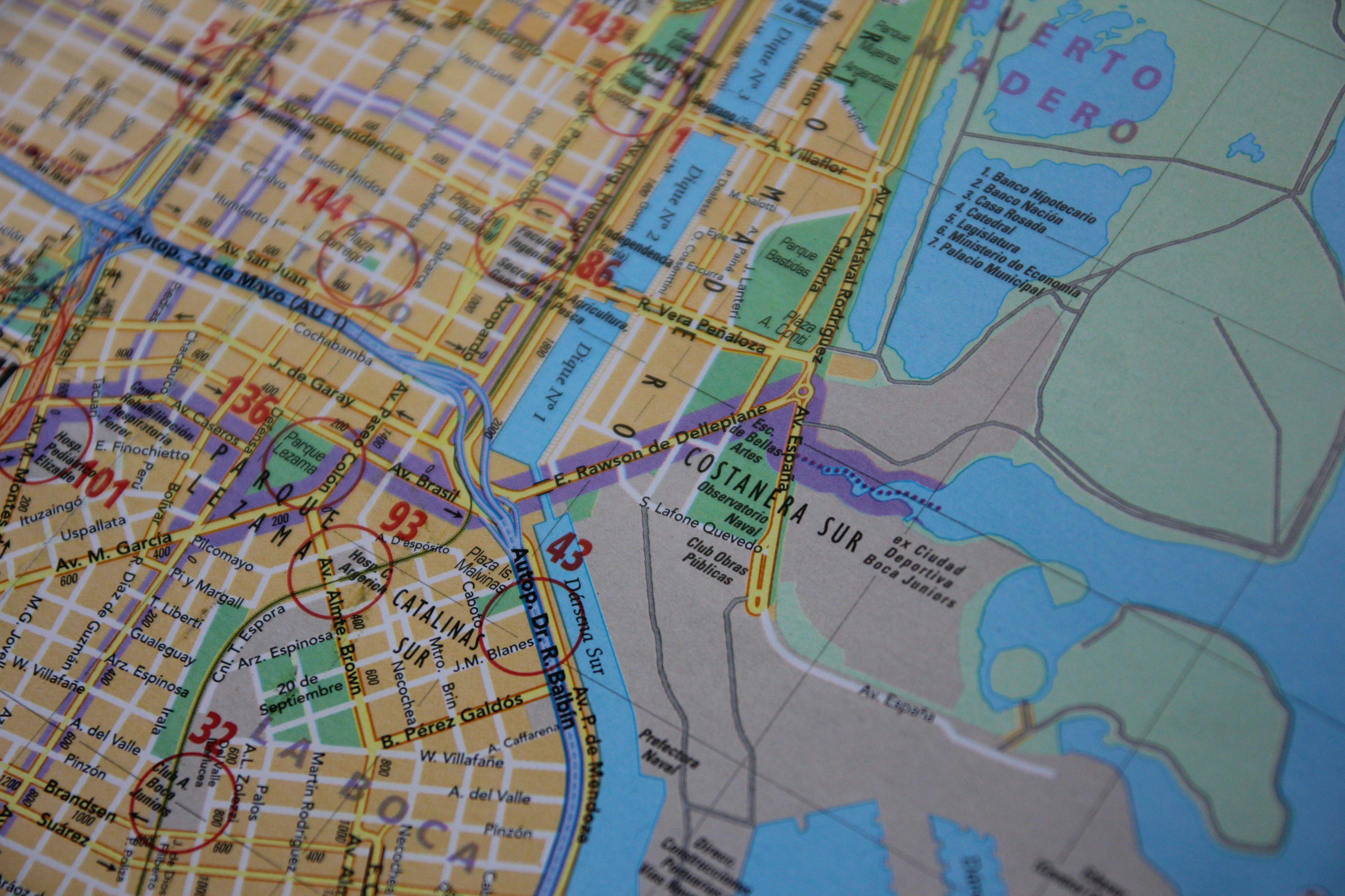 Colorful detailed map, representing the HivePress WordPress directory and listings plugin
