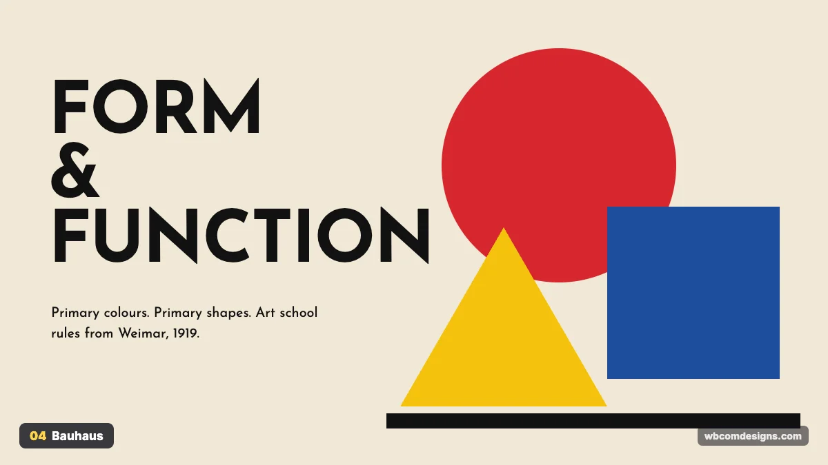Bauhaus design style example shown as a website hero section