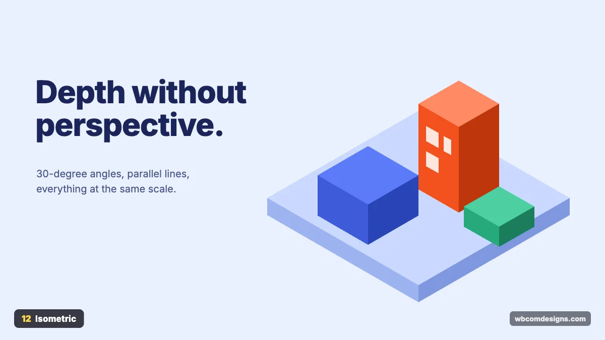 Isometric design style example shown as a website hero section