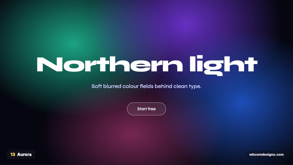 Aurora design style example shown as a website hero section