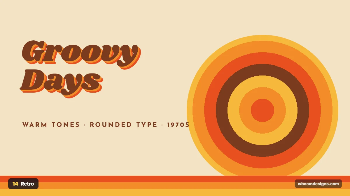 Retro design style example shown as a website hero section