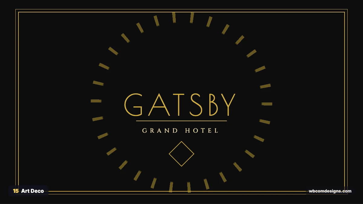 Art Deco design style example shown as a website hero section
