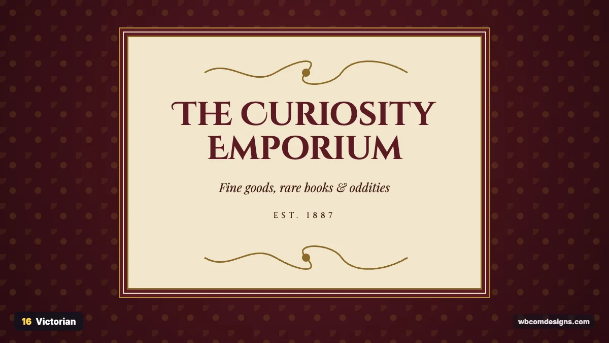 Victorian design style example shown as a website hero section