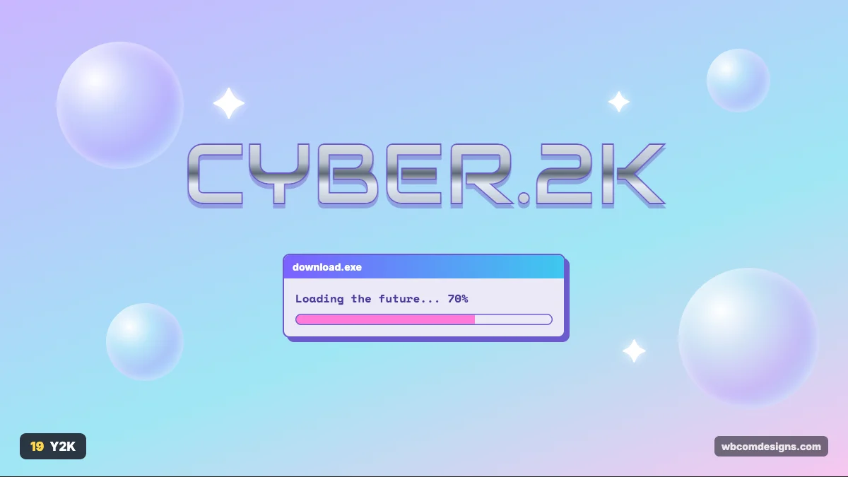 Y2K design style example shown as a website hero section