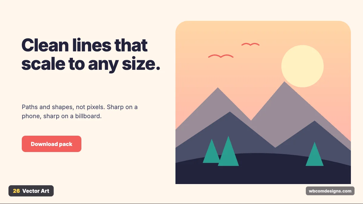 Vector art design style example shown as a website hero section