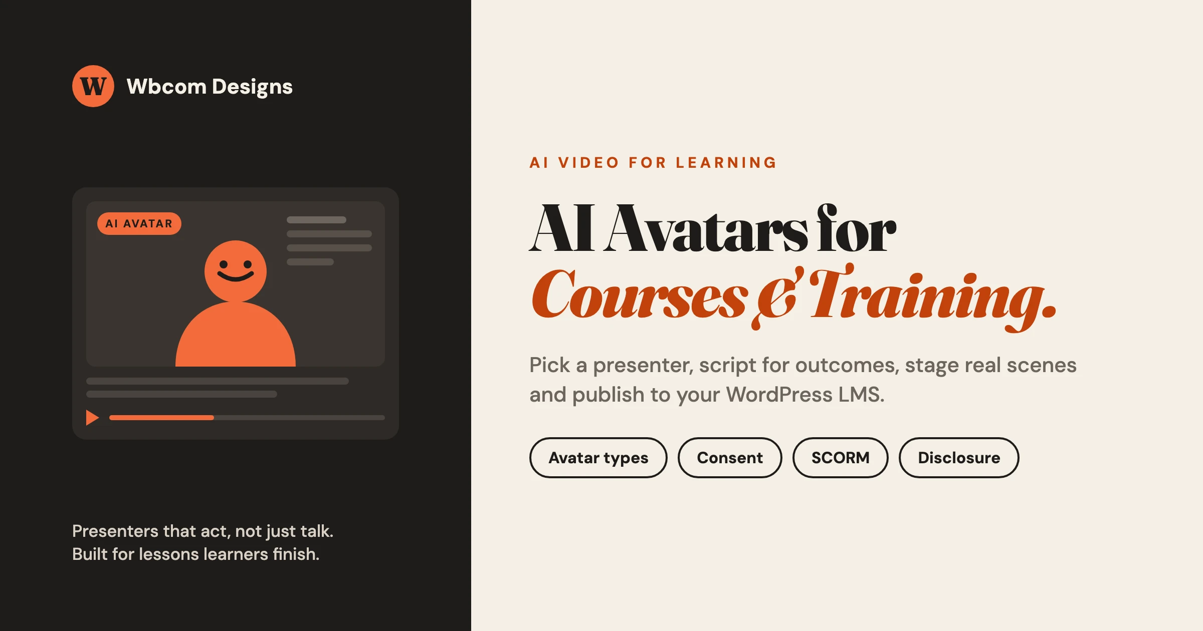 AI avatars for online courses and training videos - Wbcom Designs guide