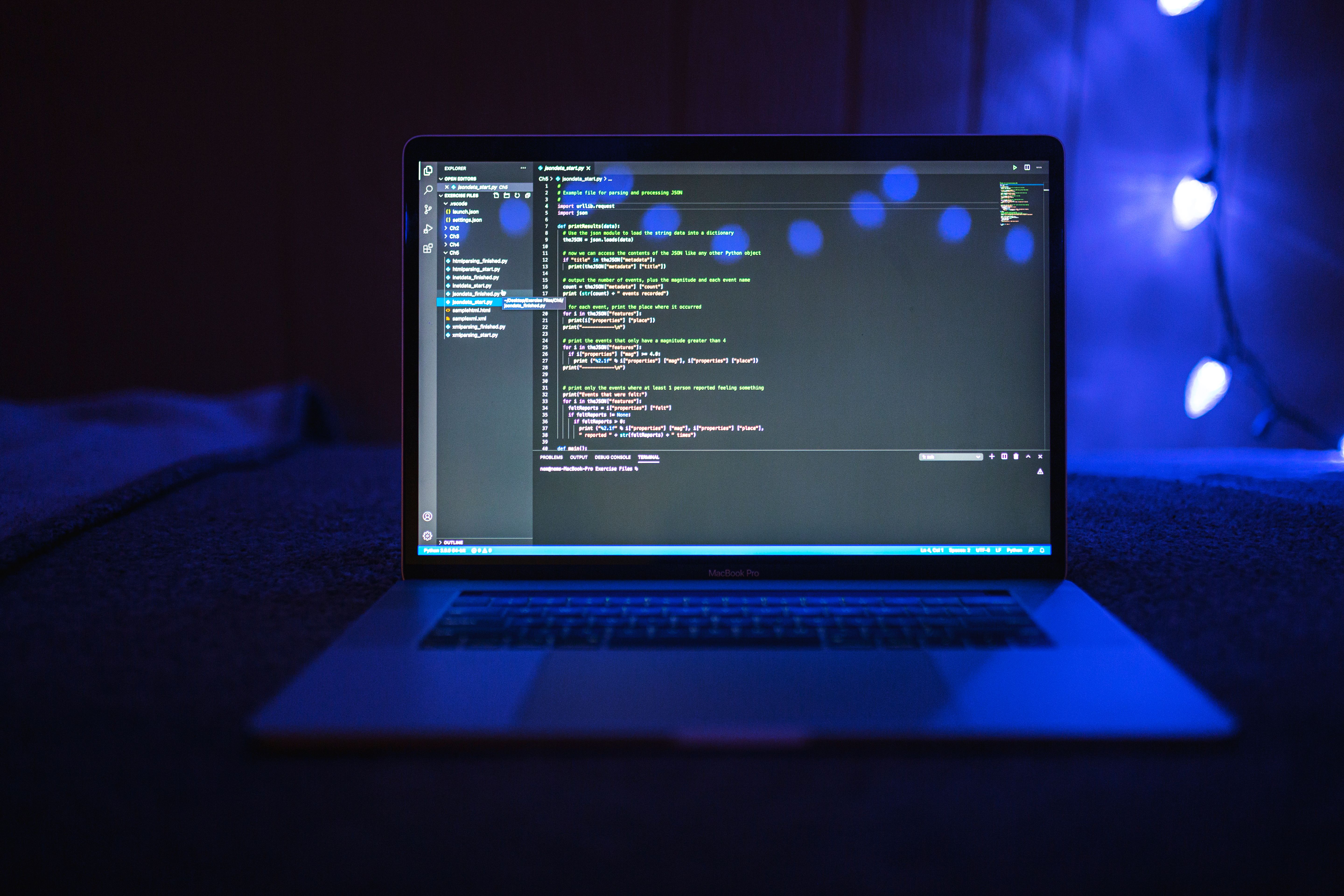 Laptop screen showing code in a cloud development environment